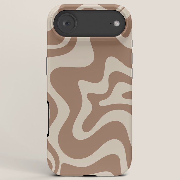 Liquid Swirl Contemporary Abstract Pattern in Chocolate Milk Brown and Beige iPhone Case Gallery Image 6