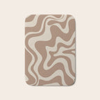 Liquid Swirl Contemporary Abstract Pattern in Chocolate Milk Brown and Beige Bath Mat Gallery Image 1