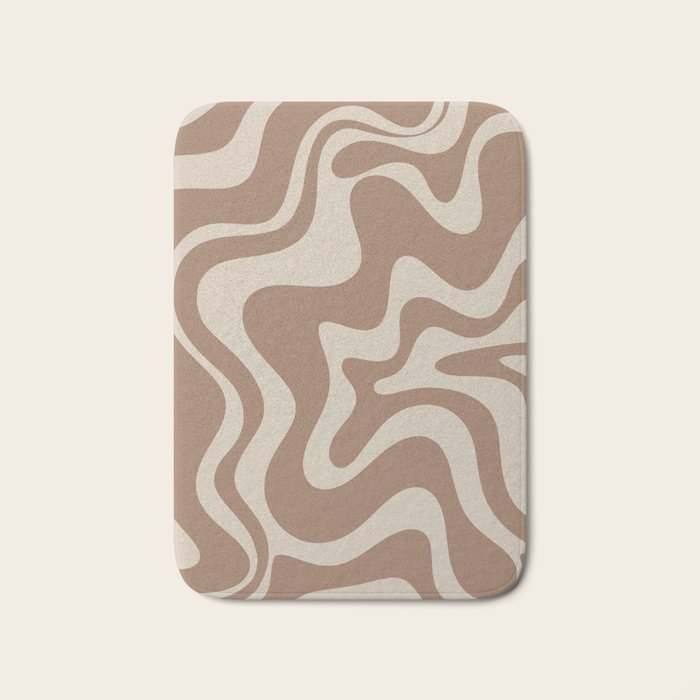 Liquid Swirl Contemporary Abstract Pattern in Chocolate Milk Brown and Beige Bath Mat Gallery Image 1