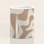 Liquid Swirl Contemporary Abstract Pattern in Chocolate Milk Brown and Beige Coffee Mug Gallery Image 4