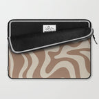 Liquid Swirl Contemporary Abstract Pattern in Chocolate Milk Brown and Beige Laptop Sleeve Gallery Image 2