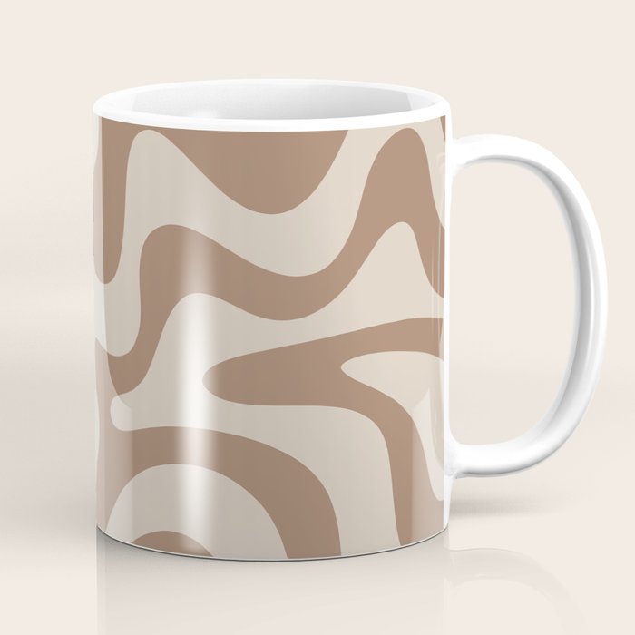 Liquid Swirl Contemporary Abstract Pattern in Chocolate Milk Brown and Beige Coffee Mug Gallery Image 1