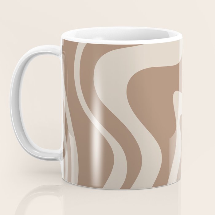 Liquid Swirl Contemporary Abstract Pattern in Chocolate Milk Brown and Beige Coffee Mug Gallery Image 3