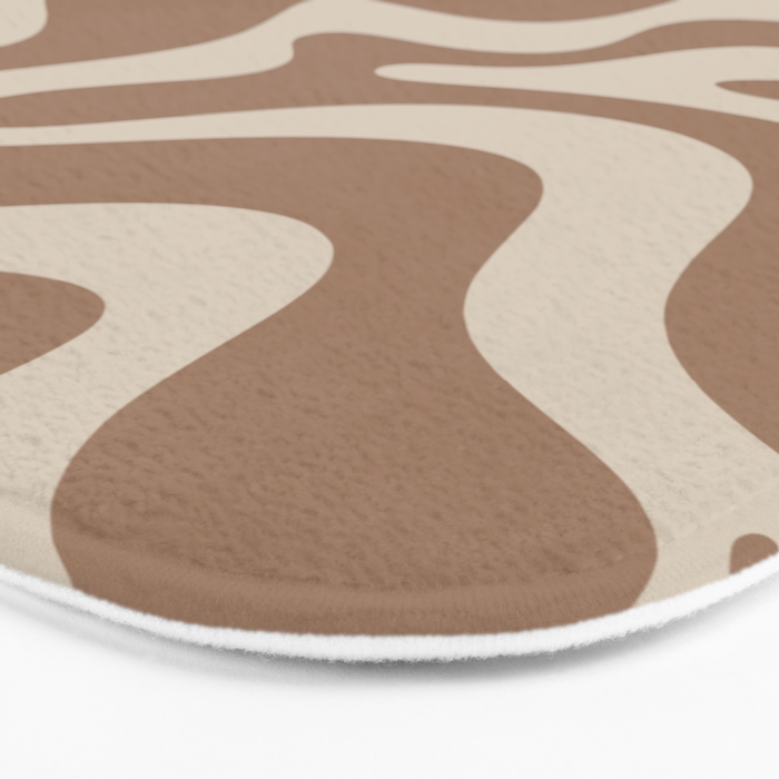 Liquid Swirl Contemporary Abstract Pattern in Chocolate Milk Brown and Beige Bath Mat Gallery Image 3