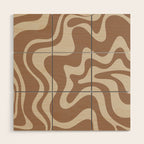 Liquid Swirl Contemporary Abstract Pattern in Chocolate Milk Brown and Beige Wood Wall Art Gallery Image 1