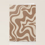 Liquid Swirl Contemporary Abstract Pattern in Chocolate Milk Brown and Beige Stationery Card Gallery Image 2