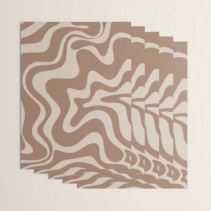 Liquid Swirl Contemporary Abstract Pattern in Chocolate Milk Brown and Beige Wrapping Paper Gallery Image 3