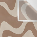 Liquid Swirl Contemporary Abstract Pattern in Chocolate Milk Brown and Beige Wall Tapestry Gallery Image 3