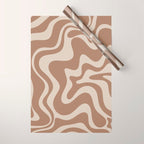 Liquid Swirl Contemporary Abstract Pattern in Chocolate Milk Brown and Beige Wrapping Paper Gallery Image 1