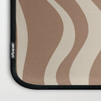 Liquid Swirl Contemporary Abstract Pattern in Chocolate Milk Brown and Beige Laptop Sleeve Gallery Image 3