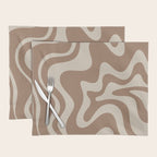 Liquid Swirl Contemporary Abstract Pattern in Chocolate Milk Brown and Beige Placemat Gallery Image 1