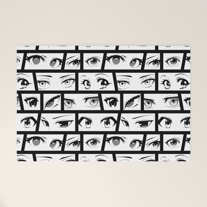 Anime eye cartoon comic art pattern Welcome Mat Gallery Image 1