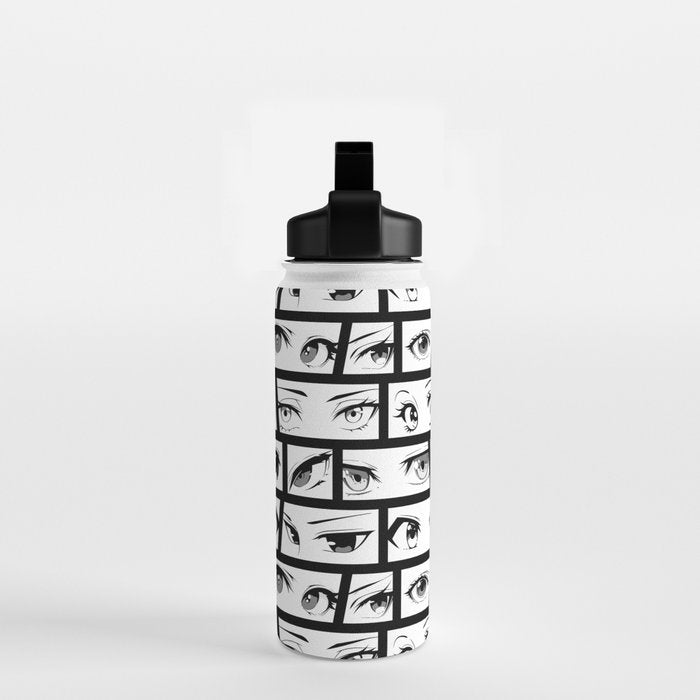 Anime eye cartoon comic art pattern Water Bottle Gallery Image 2