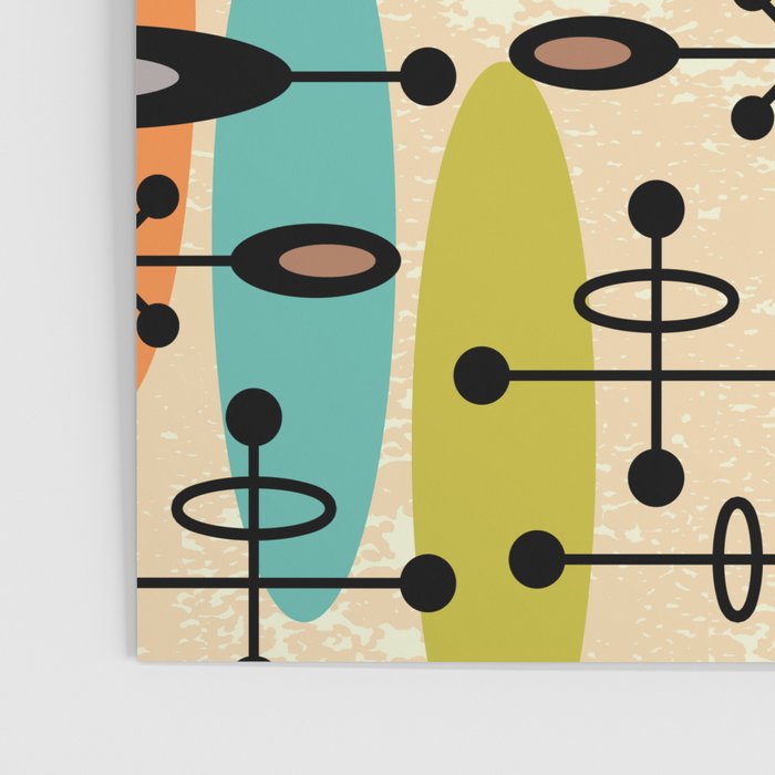 Retro 1950s Style Mid Century Modern Atomic Design 271 Googie Orange Blue and Green Poster Gallery Image 3