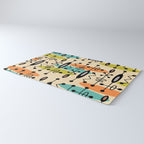 Retro 1950s Style Mid Century Modern Atomic Design 271 Googie Orange Blue and Green Rug Gallery Image 3