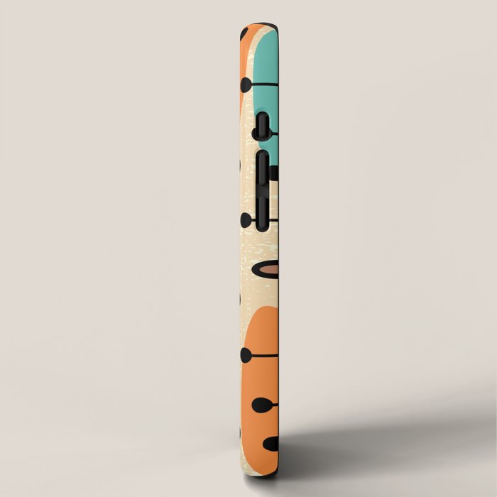 Retro 1950s Style Mid Century Modern Atomic Design 271 Googie Orange Blue and Green iPhone Case Gallery Image 2