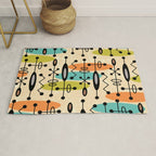 Retro 1950s Style Mid Century Modern Atomic Design 271 Googie Orange Blue and Green Rug Gallery Image 1