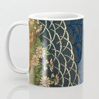 Antique White, Pink and Blue Floral Japanese Silk Print Coffee Mug Gallery Image 3