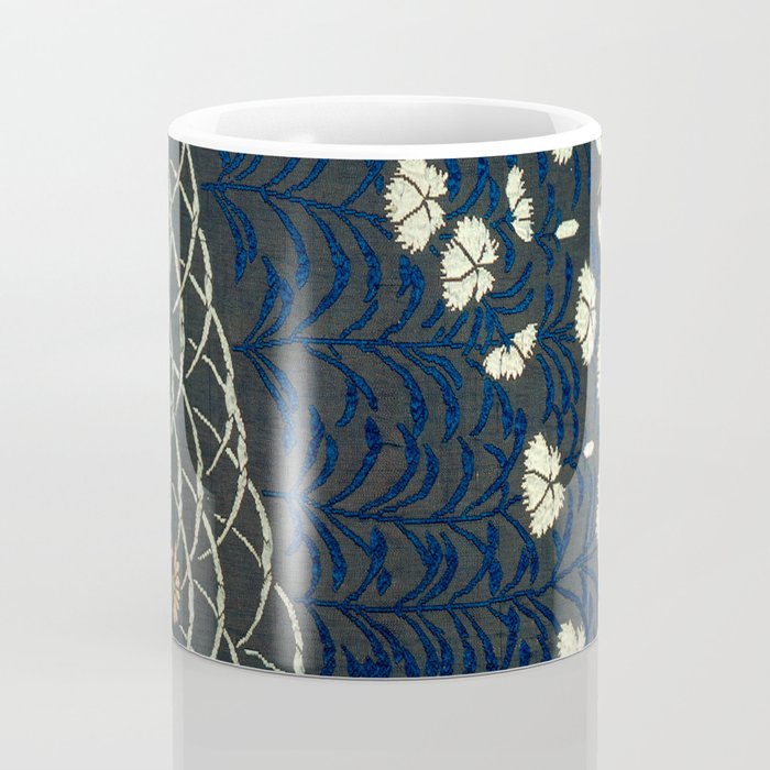 Antique White, Pink and Blue Floral Japanese Silk Print Coffee Mug Gallery Image 4