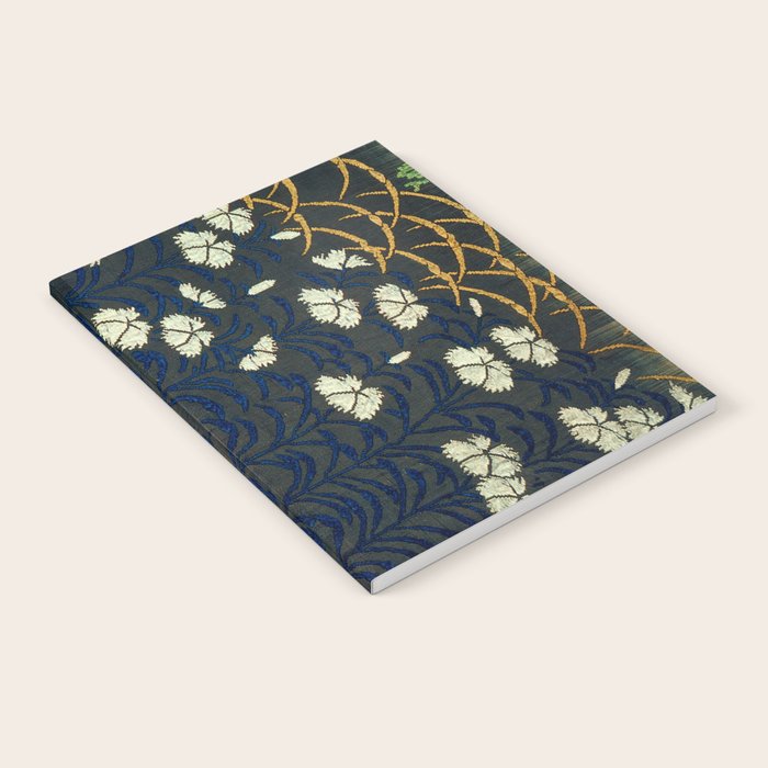 Antique White, Pink and Blue Floral Japanese Silk Print Notebook Gallery Image 2