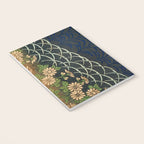Antique White, Pink and Blue Floral Japanese Silk Print Notebook Gallery Image 3
