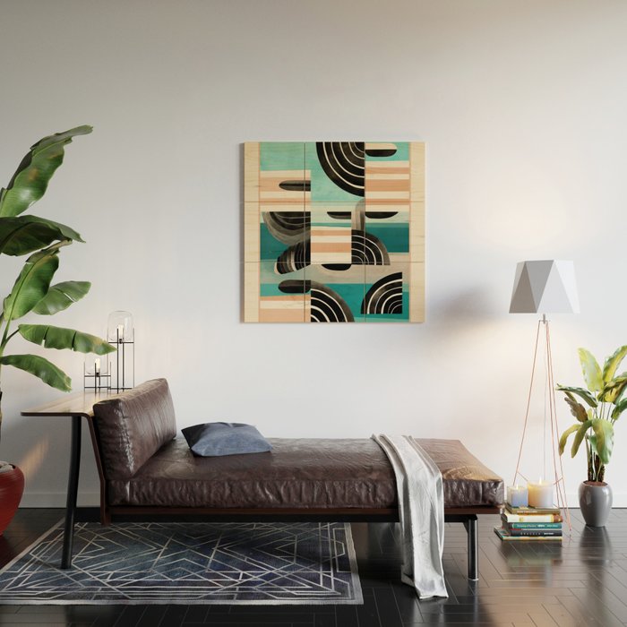 Retro Geometric Shapes 3 Wood Wall Art Gallery Image 2
