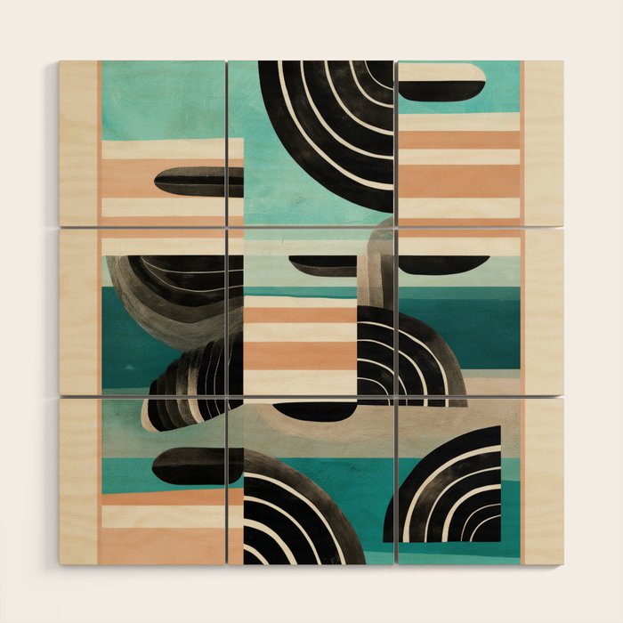 Retro Geometric Shapes 3 Wood Wall Art Gallery Image 1