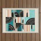 Retro Geometric Shapes 3 Outdoor Rug Gallery Image 1