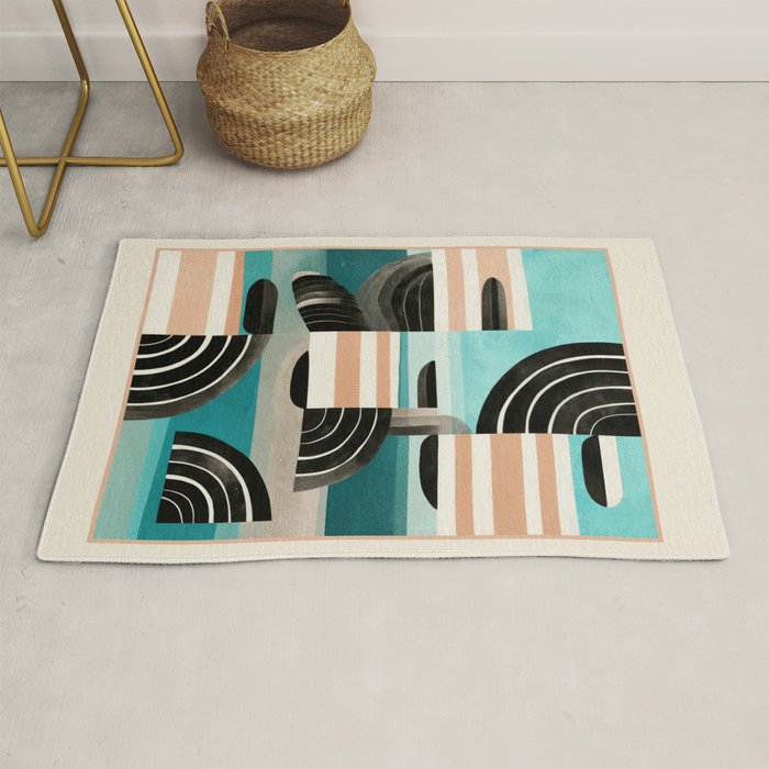 Retro Geometric Shapes 3 Rug Gallery Image 1
