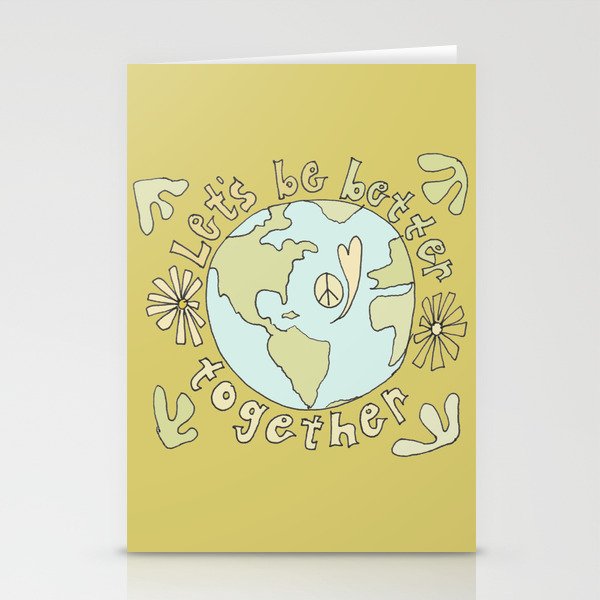 let's be better together // protect mother earth // retro art by surfy birdy Stationery Card Gallery Image 1