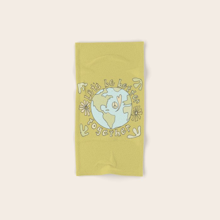 let's be better together // protect mother earth // retro art by surfy birdy Bath Towel Gallery Image 1