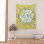 let's be better together // protect mother earth // retro art by surfy birdy Wall Tapestry Gallery Image 2