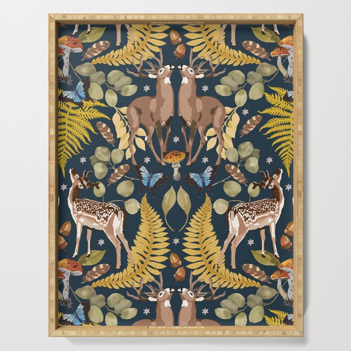 Deer Reflection at Night A Serving Tray Gallery Image 1