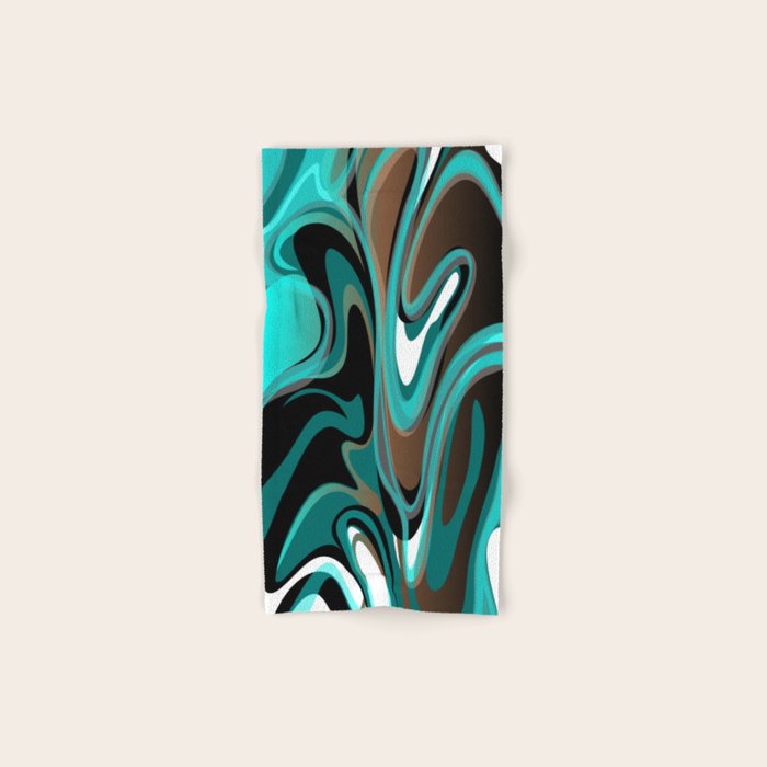 Liquify - Brown, Turquoise, Teal, Black, White Bath Towel Gallery Image 1