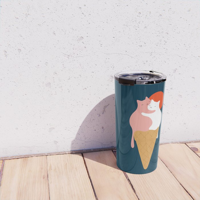 Cat Landscape 145: Strawberry & Vanilla Travel Mug Gallery Image 4