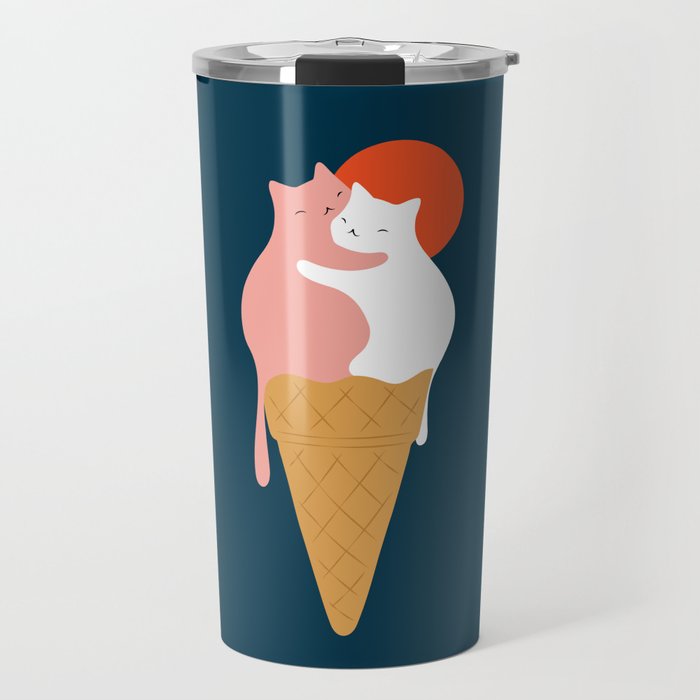 Cat Landscape 145: Strawberry & Vanilla Travel Mug Gallery Image 1