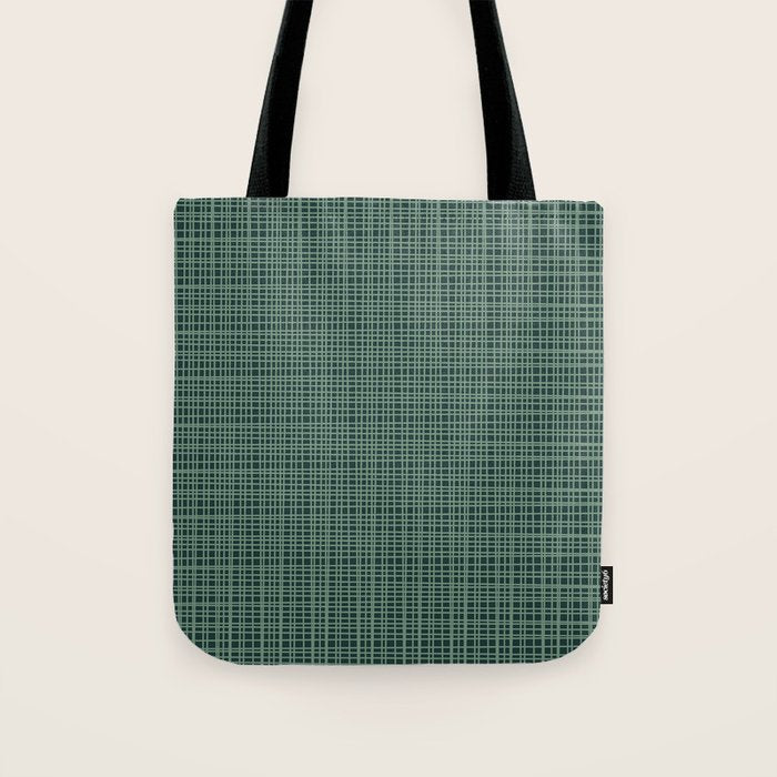 Mid Century Modern Fine Weave Minimalist Retro Woven Pattern in Forest Green Tote Bag Gallery Image 1