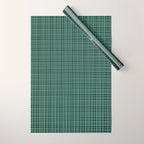 Mid Century Modern Fine Weave Minimalist Retro Woven Pattern in Forest Green Wrapping Paper Gallery Image 1