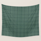 Mid Century Modern Fine Weave Minimalist Retro Woven Pattern in Forest Green Wall Tapestry Gallery Image 4