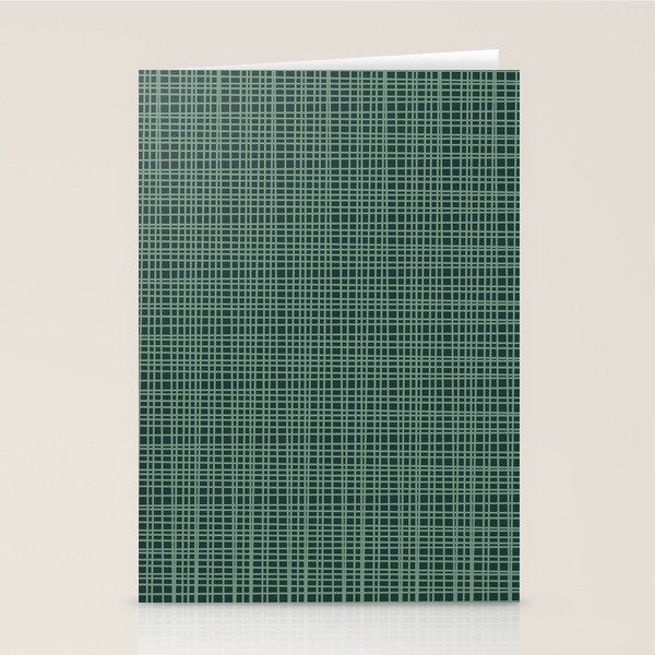 Mid Century Modern Fine Weave Minimalist Retro Woven Pattern in Forest Green Stationery Card Gallery Image 2