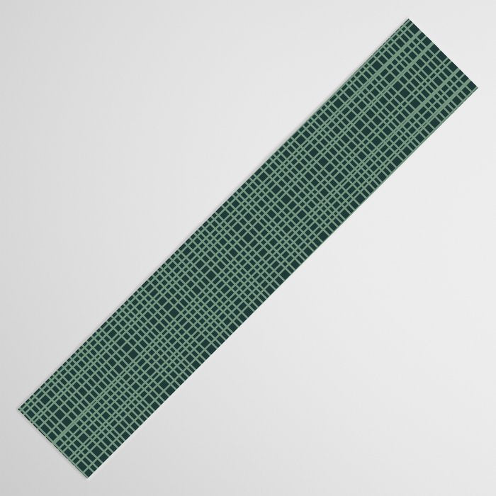 Mid Century Modern Fine Weave Minimalist Retro Woven Pattern in Forest Green Table Runner Gallery Image 3