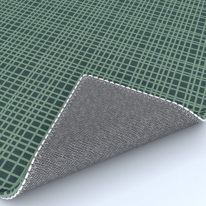 Mid Century Modern Fine Weave Minimalist Retro Woven Pattern in Forest Green Rug Gallery Image 4