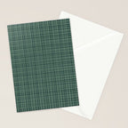 Mid Century Modern Fine Weave Minimalist Retro Woven Pattern in Forest Green Stationery Card Gallery Image 2