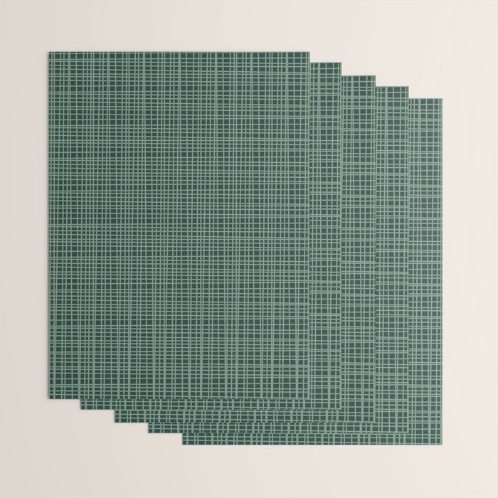 Mid Century Modern Fine Weave Minimalist Retro Woven Pattern in Forest Green Wrapping Paper Gallery Image 3