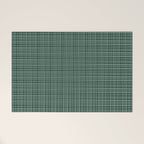 Mid Century Modern Fine Weave Minimalist Retro Woven Pattern in Forest Green Welcome Mat Gallery Image 1