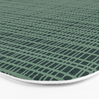 Mid Century Modern Fine Weave Minimalist Retro Woven Pattern in Forest Green Bath Mat Gallery Image 3