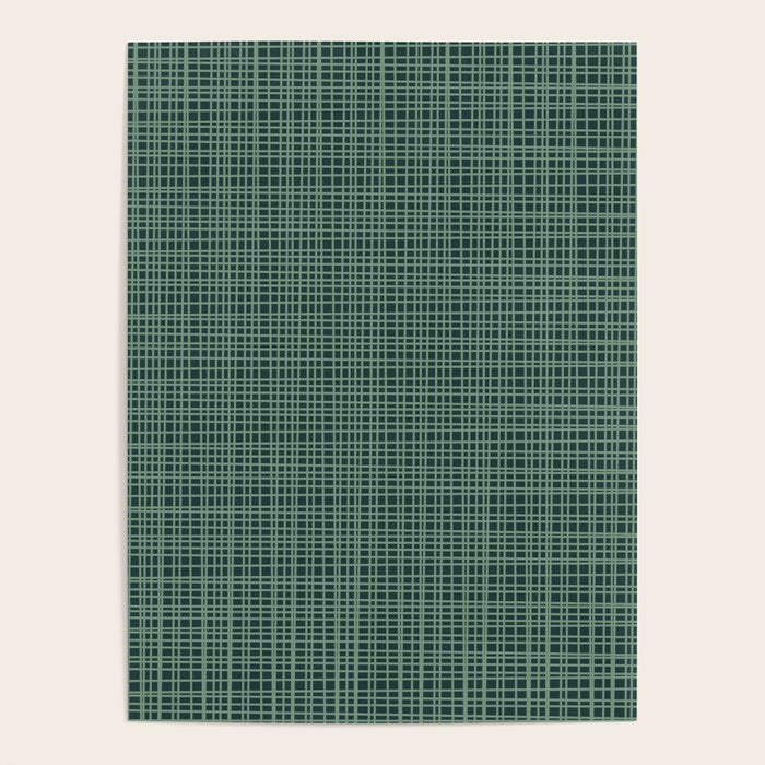 Mid Century Modern Fine Weave Minimalist Retro Woven Pattern in Forest Green Poster Gallery Image 4