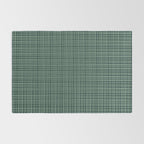 Mid Century Modern Fine Weave Minimalist Retro Woven Pattern in Forest Green Rug Gallery Image 2