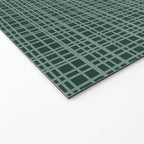 Mid Century Modern Fine Weave Minimalist Retro Woven Pattern in Forest Green Welcome Mat Gallery Image 2