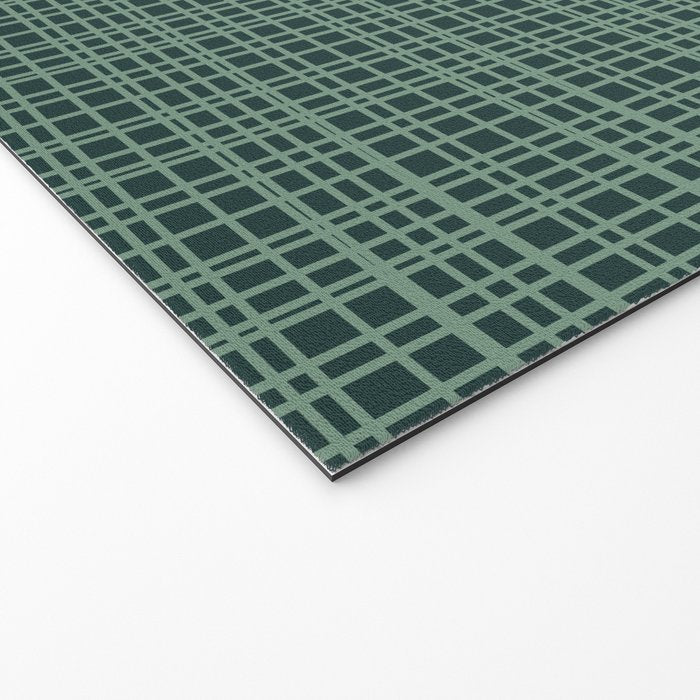 Mid Century Modern Fine Weave Minimalist Retro Woven Pattern in Forest Green Welcome Mat Gallery Image 2